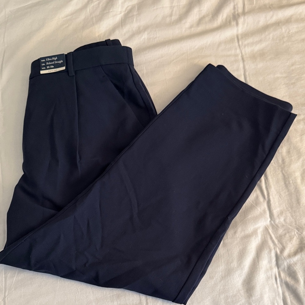 Abercrombie & Fitch Women's Navy Straight Leg Pants